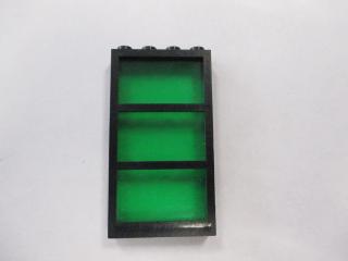 Lego Okno 1 × 4 × 6 rám s 3 okení tabule a pevné zelené sklo černá