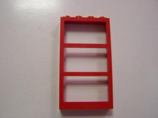 Lego Okno 1 × 4 × 6 rám s 3 okení tabule červená