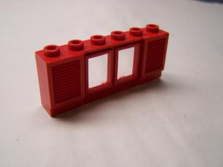 Lego Okno 1 × 6 × 2 s okenicema se sklem červená