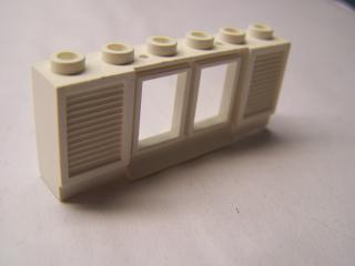 Lego Okno 1 × 6× 2 s rozšířeným spodním jazýčkem s okenicema se sklem bílá