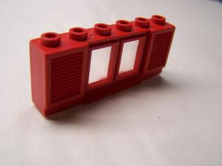 Lego Okno 1 × 6× 2 s rozšířeným spodním jazýčkem s okenicema se sklem červená