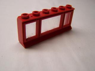 Lego Okno 1 × 6× 2 s rozšířeným spodním jazýčkem se sklem červená