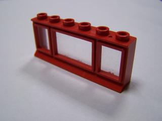 Lego Okno 1 × 6 × 2 s rozšířeným spodním jazýčkem se sklem červená