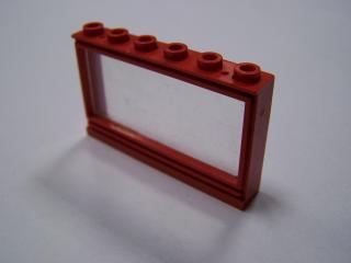 Lego Okno 1 × 6 × 3 se sklem červená