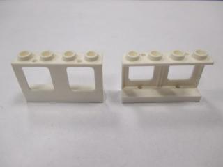 Lego okno rovné jeden otvor pro sklo nahoře a dole 1 × 4 × 2 bílá