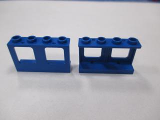 Lego okno rovné jeden otvor pro sklo nahoře a dole 1 × 4 × 2 modrá