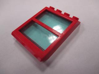 Lego Okno střešní 4 × 4 × 3 s přepážkou a pevným sklem červená