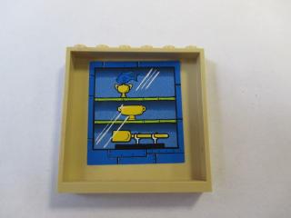 Lego panel 1 × 6 × 5 s nálepkou modré skříně s trofejema uvnitř tělová