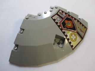 Lego panel 14 × 14 × 2 2/3 čtvrt talíře s vzorem ufo pravý světle šedá
