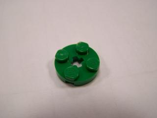 Lego Placaté kruhové 2 × 2 s otvorem X zelená