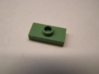 Lego placaté upravené 1 × 2 s jedním nopem pískově zelená