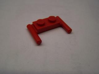 Lego Placaté upravené 1 × 2 s úchyty ploché konce nízké upevnění červená
