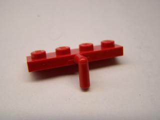 Lego Placaté upravené 1 × 4 s držadlem dolu červená