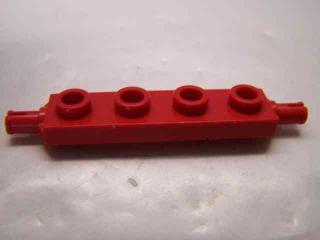 Lego Placaté upravené 1 × 4 s držákem na kola červená