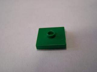 Lego Placaté upravené 2 × 2 s drážkou a jedním nopem uprostřed zelená