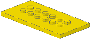 Lego Placaté upravené 4 × 8 žlutá s nopy uprostřed