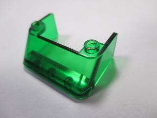 Lego Přední okno 3 × 4 × 1 1/3 s 2 nopy na vrcholu průhledná zelená