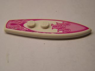 Lego Surfboard bílý s růžovými plameny