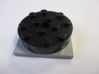 Lego Točna 4 × 4 čtyřhraná základna s černým vrchem světle modrošedá