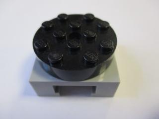 Lego Točna 4 × 4 čtyřhraná základna s drážkou zamykací s černým vrchem sv mšedá