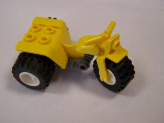 Lego Trojkolka s tmavě šedým podvozkem a bílými koly žlutá