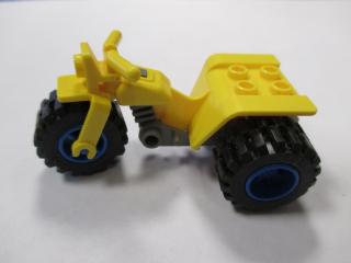 Lego Trojkolka s tmavě šedým podvozkem a modrými koly žlutá