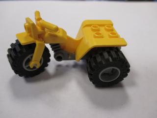 Lego Trojkolka s tmavě šedým podvozkem a světle modrošedými koly žlutá