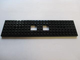 Lego Vlakové základní 6 × 24 s 2 čtvercovými výřezi a 3 kulatýma dírama černá