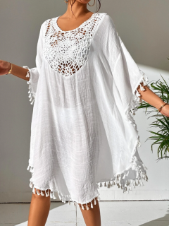 Bílé plážové šaty s krajkou Barva: Bílá