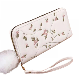 Dámská bílá elegantní peněženka s květy Barva: Bílá