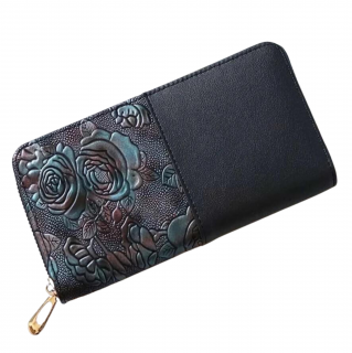 Dámská elegantní peněženka s květy Barva: Modrá