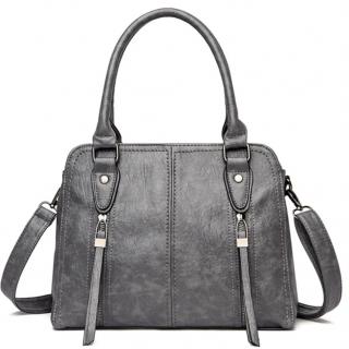 Dámská šedá kožená crossbody kabelka Italy Barva: Šedá