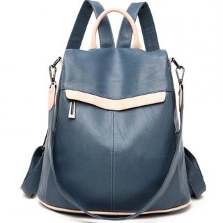 Dámský bílý elegantní kožený batoh 2v1 Barva: Modrá