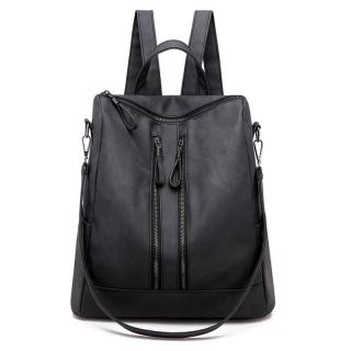 Dámský černý batoh se zipy 2v1 Barva: Černá