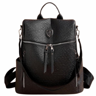 Dámský černý kožený batoh 2v1 Barva: Černá