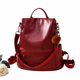 Dámský kožený batoh 2v1 Barva: Červená