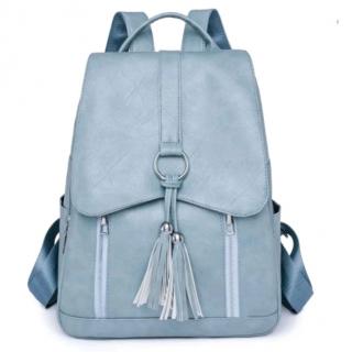 Dámský kožený batoh s klopou Barva: Modrá
