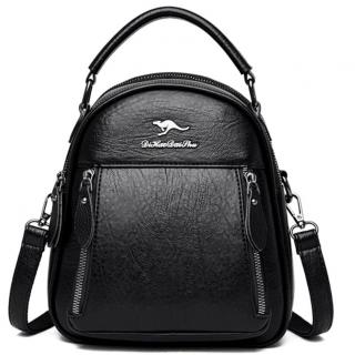 Dámský malý luxusní kožený batoh 2v1 Barva: Černá