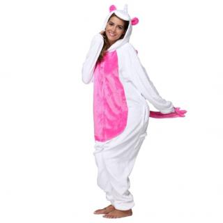 Kigurumi overal Jednorožec Bílo-růžový s křídly Barva: Růžová, Velikost: L 170 - 180 cm