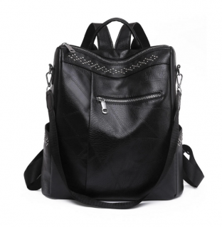 Kožený dámský městský batoh Barva: Černá