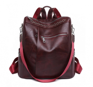 Kožený dámský městský batoh Barva: Červená