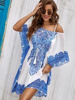 Krásné lehké plážové šaty Barva: Modrá