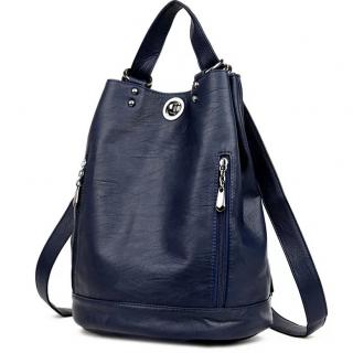 Luxusní dámský elegantní kožený batoh 2v1 Barva: Modrá