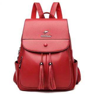 Luxusní dámský kožený batoh Barva: Červená