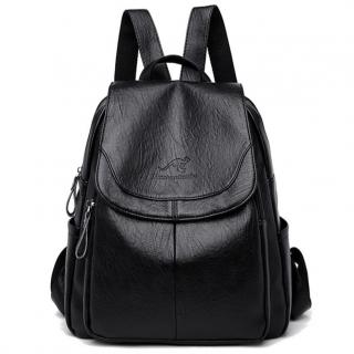 Luxusní dámský kožený batoh s klopou Barva: Černá
