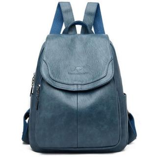 Luxusní dámský kožený batoh s klopou Barva: Modrá