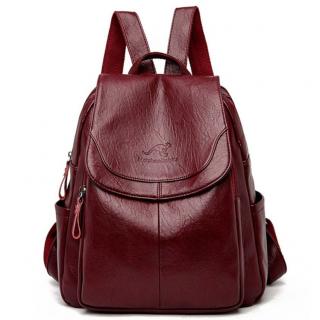 Luxusní dámský kožený batoh s klopou Barva: Vínová