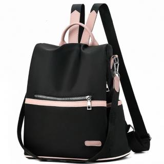 Originální batoh-kabelka 2v1 s růžovými doplňky Barva: Černá