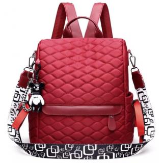 Originální prošívaný dámský batoh 2v1 Barva: Červená
