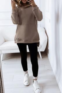 Dámská prodloužená mikina, hnědá OVERSIZE  (Stylová dámska prodloužená mikina v hnědé barvě, OVERSIZE)